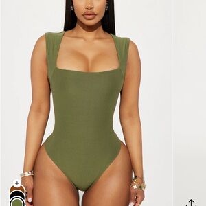 Olive Square Neck Bodysuit